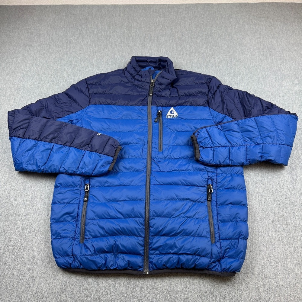 Gerry Jacket Mens Medium Blue Two Tone‎ Blue 650 Fill Power Feather Down Puffer